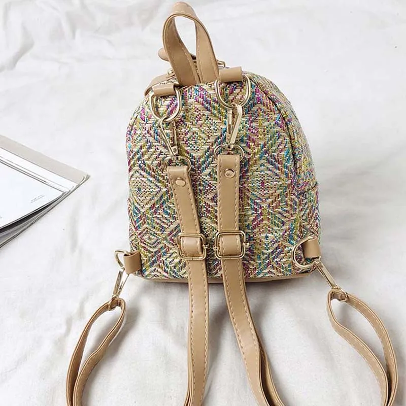 4 шт./лот соломенный тканый Летний Пляжный Рюкзак женский рюкзак повседневный