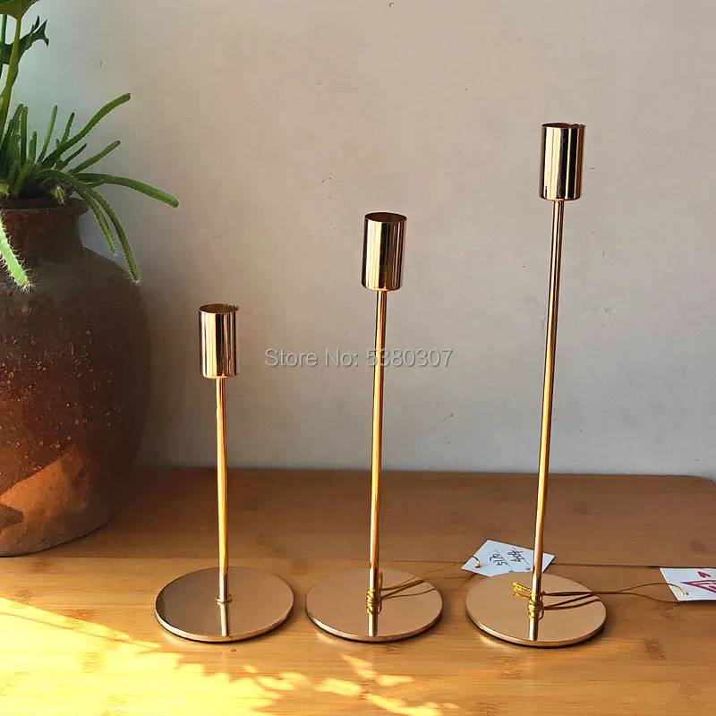 New-3Pcs/Set Chinese Style Metal Candle Holders Simple Golden Wedding Decoration Bar Party Living Room Decor Home Candlest | Дом и сад