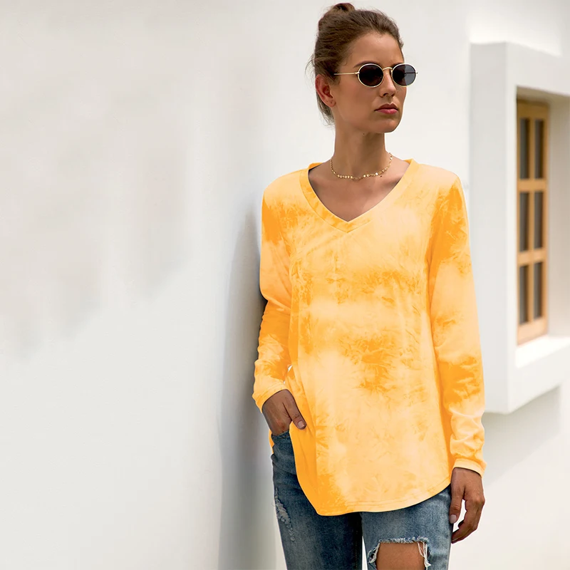 

Women's V-neck Long-sleeved Casual T-shirt Fashion Tops Sexy Elegant 2019 Autumn and Winter Female New T Shirt Womens Clothing
