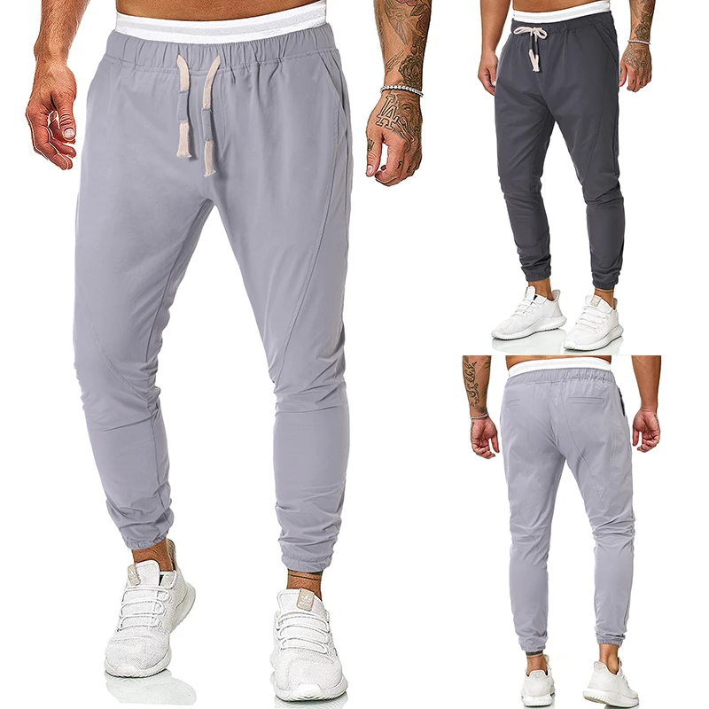 

Men's Solid Color Pencil Pants Drawstring Full Length Sweatpant