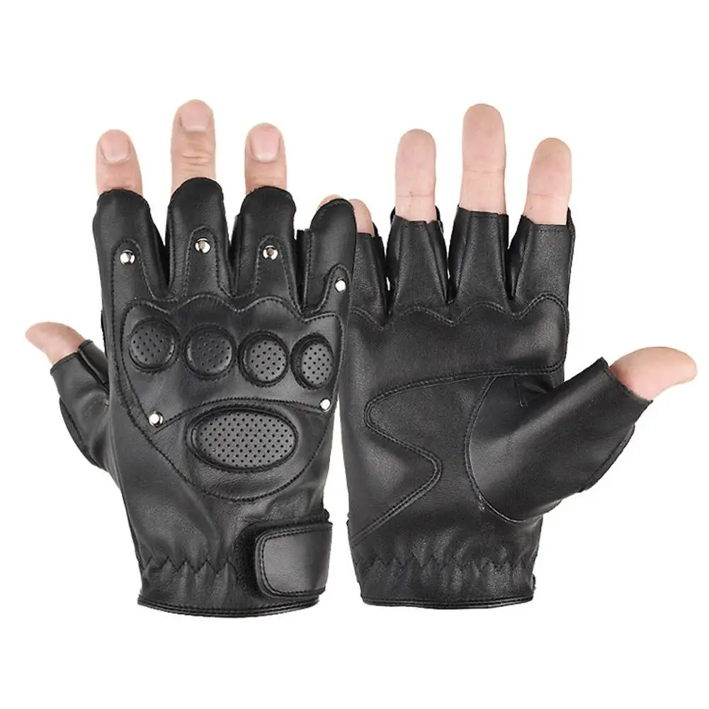 

1 Pair Motorcycle Gloves PU Breathable Half Finger PU Leather Motorcycle Gloves for Riding Cycling Fishing Tactical Sport travel