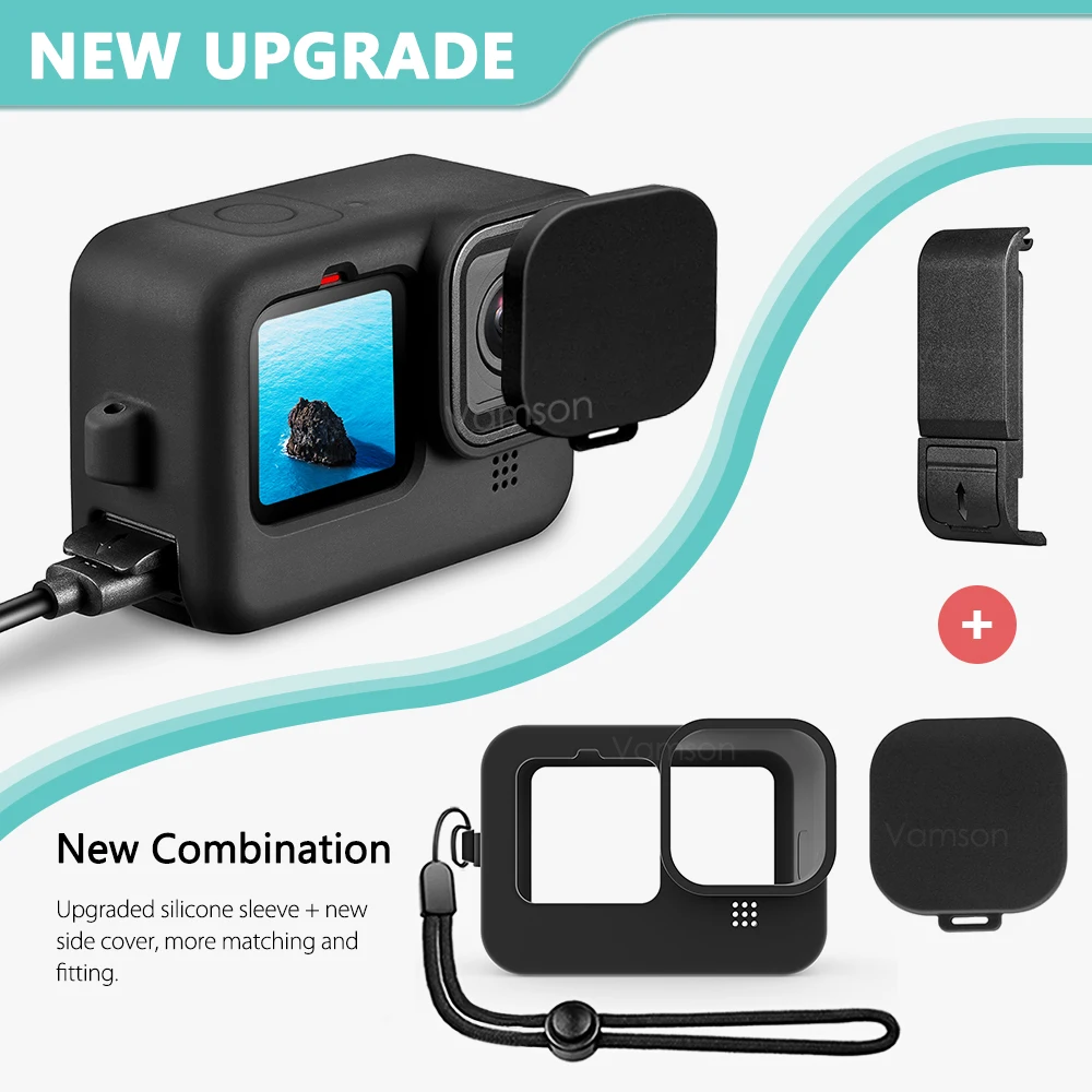 Vamson для GoPro Hero 10 9 Black аксессуары откидной аккумулятор боковая крышка съемная