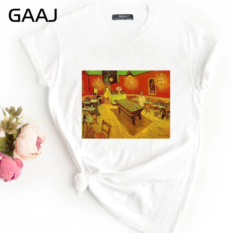 GAAJ "Van Gogh Van Goghing Van Gone", Футболка для женщин, женские футболки, одноцветная Футболка с принтом размера плюс, дизайнерская футболка для влюбленных 8YCDH