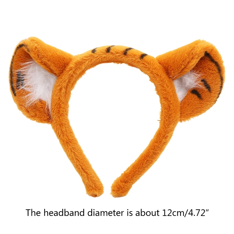 Pelzigen Stirnband mit Tier Muster Tiger Ohren Cartoon Hairband Party Leistung Thema Kostüm Haar Zubehör F3MD – Detail 6
