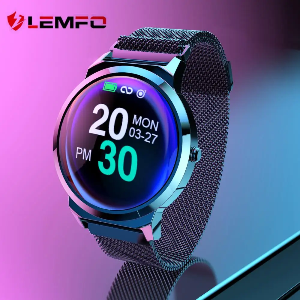 LEMFO Smart Watch Men Full Touch Heart Rate Blood Pressure Monitor Smart Watches Women Waterproof Milanese Strap Android Watch