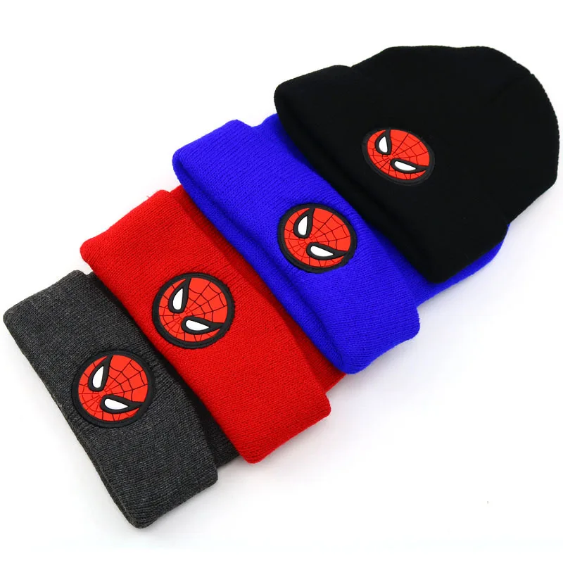 F634 детская вязаная шапка с человеком пауком высоким воротником оптовая продажа