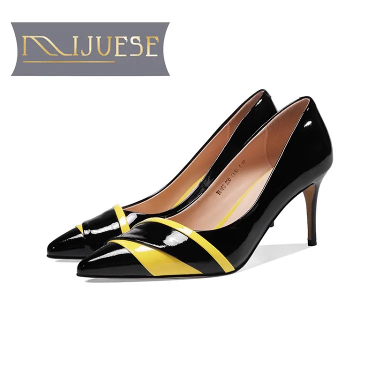 MLJUESE/женские туфли-лодочки Сезон осень-весна Черные женские туфли из мягкой