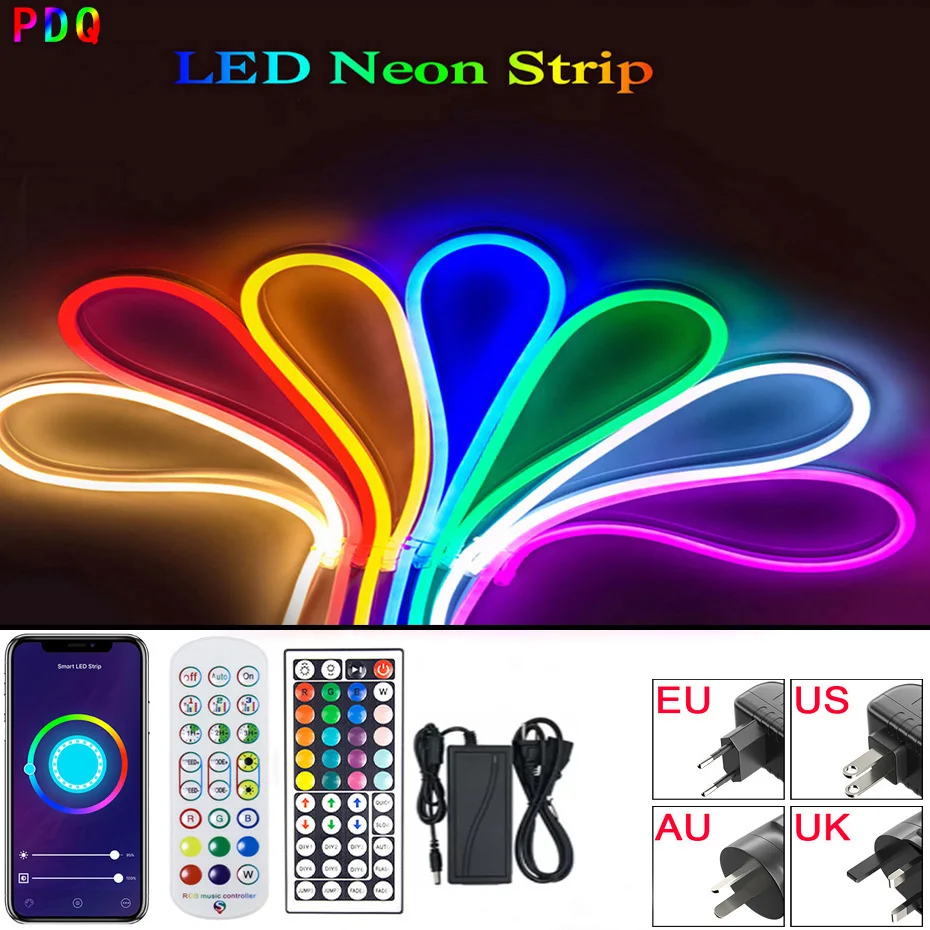 

5-10M 12V RGB LED Strip Lights Bluetooth LED Neon light 3838 Waterpoof Neon Lamp Tape for Cabinet Wardrobe Christmas Decoration