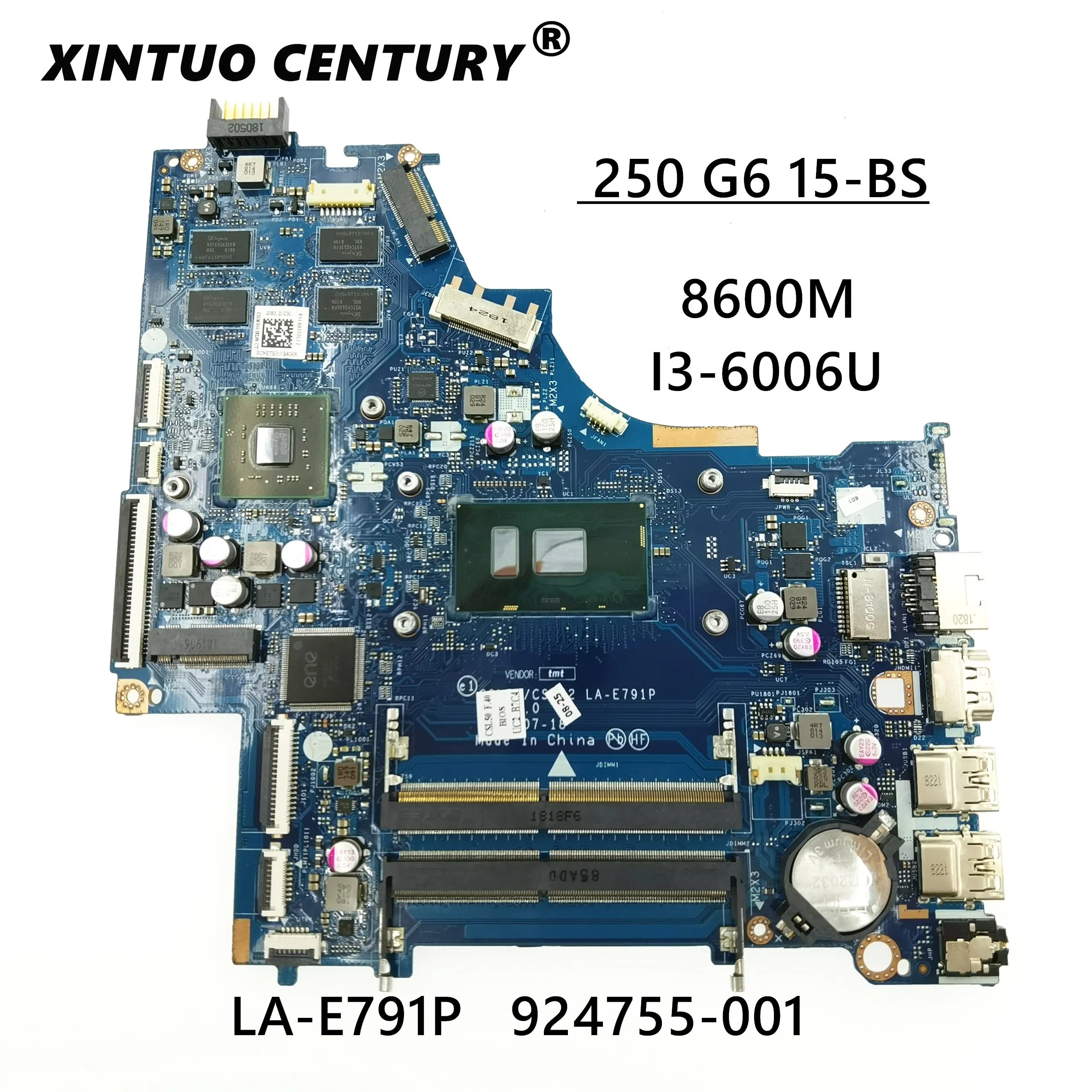 

For HP 250 G6 15-BS Laptop Motherboard LA-E791P 924755-001 924755-501 924755-601 With SR2UW i3-6006u DDR4 100% Tested