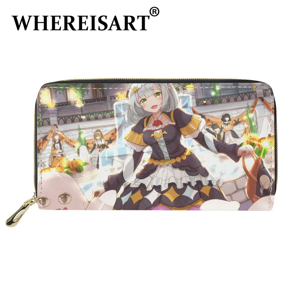 

WHEREISART Popular Girl's Game Genshin Impact Wallet Lovely Noelle Coin Business Card Holder Purse PU Leather Long Zipper Bags