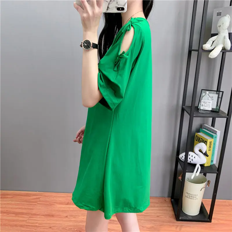 2021 novedad de verano de gran tamaño embarazada Vestido de manga corta de moda Casual cuello redondo ropa suelta E016