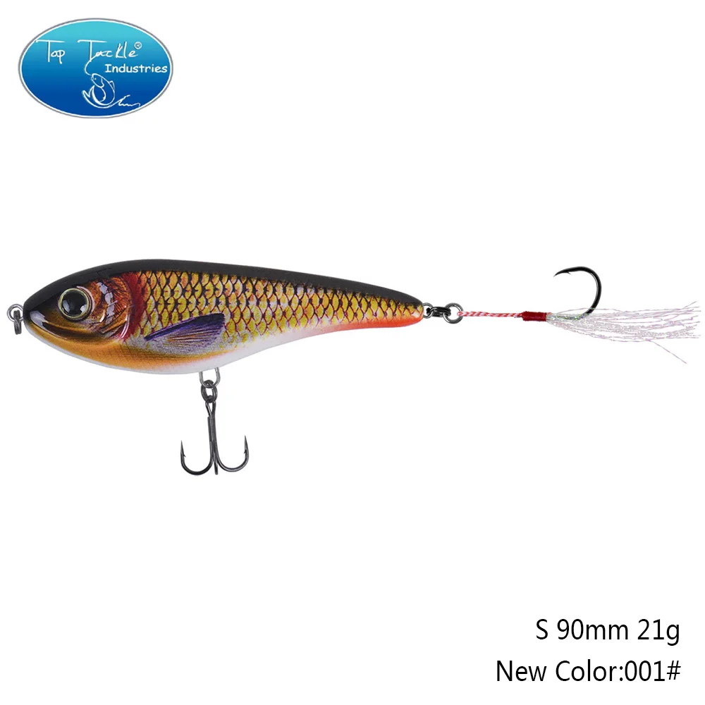 90mm 21g 001 90 мм 21 г цвета от 001 до 035 Тонущая Мускусная Щука искусственная рывковая приманка с одним крюком перьевая приманка для рыбалки - Цвет: 90mm 21g 001