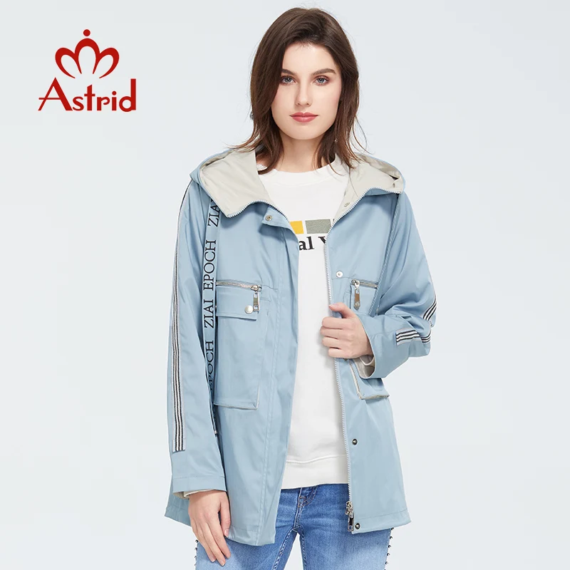 Astrid new  Spring fashion Short trench coat Hooded high quality female Outwear trend Loose Urban Thin coat ZS-3081