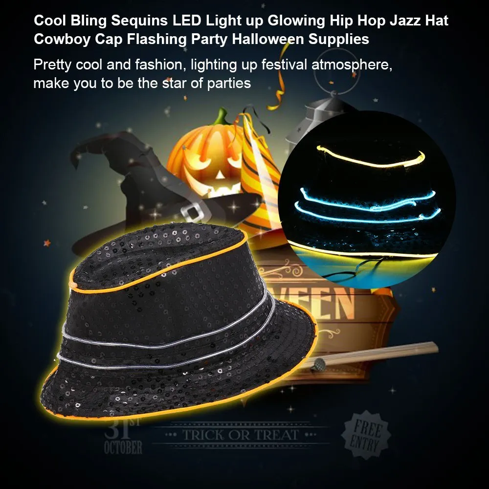 

Cool Bling Sequins LED Cap Light up Glowing Hip Hop Jazz Hat