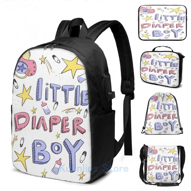 Забавный графический принт маленький подгузник для маленьких мальчиков памперс