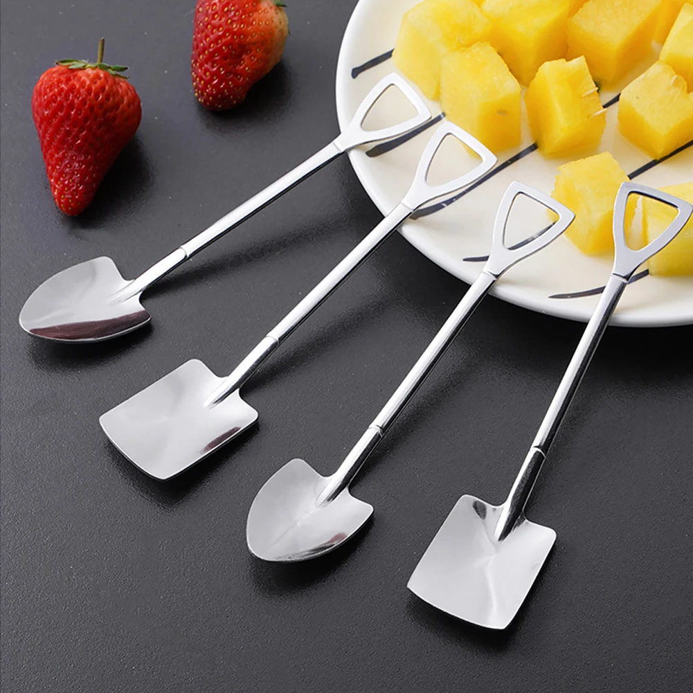 

2pcs Coffee Spoon Cutlery Set Stainless Steel Retro Iron Shovel Ice Cream Spoon Scoop Creative Spoon tea-spoon Fashion Tableware