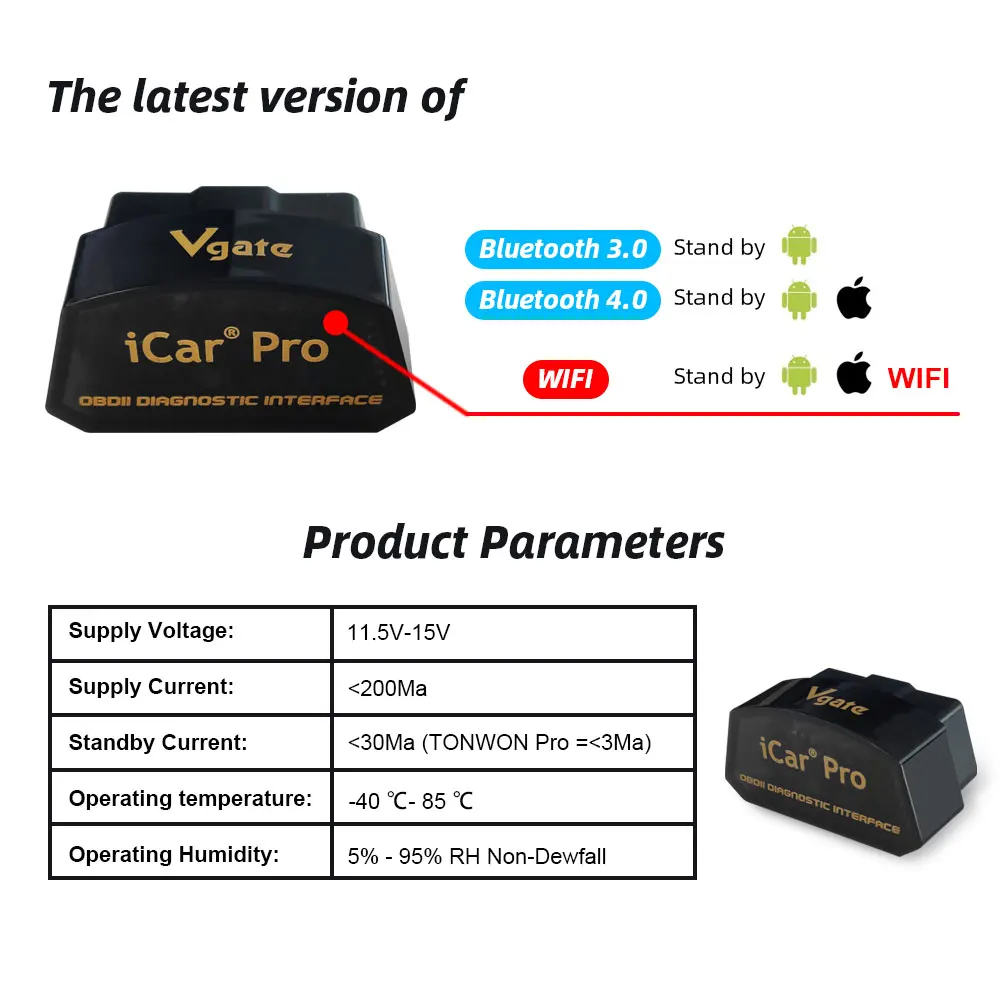 Сканер Vgate icar wifi OBD II elm 327 V2.1 pro obd 2 диагностический инструмент автомобильный