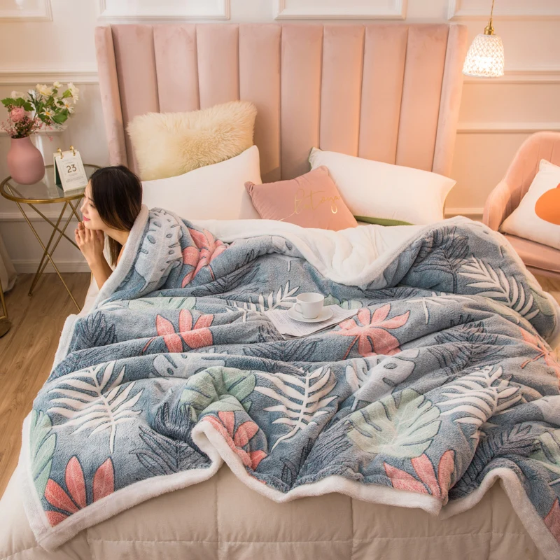 

Multifunctional Home Bedding Blanket Soft Cozy Fleece Winter Blanket Dual-use Duvet Cover Warm Queen Size Quilt Cover