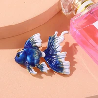 lapel brooch bright color blue fish decoration brooch pin christmas brooch stylish