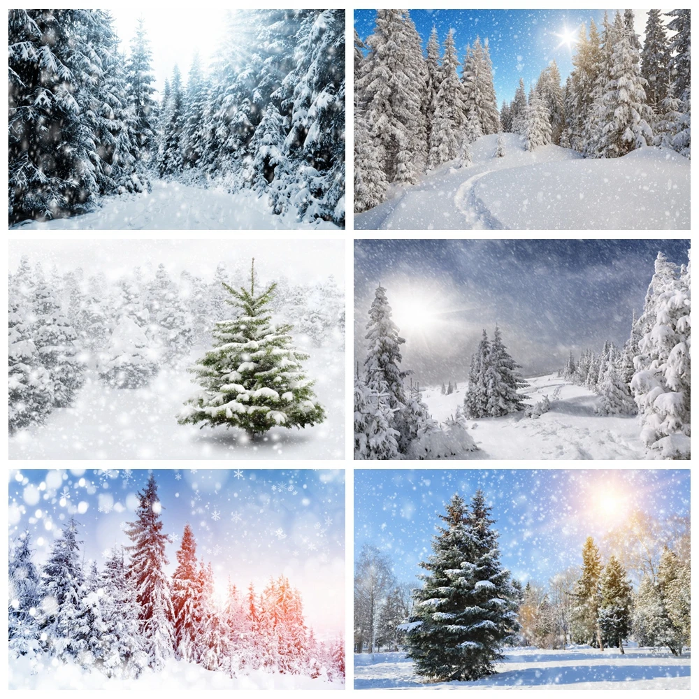 Laeacco зимние снежные горы сосна лес путь естественный вид фоновая фотография с