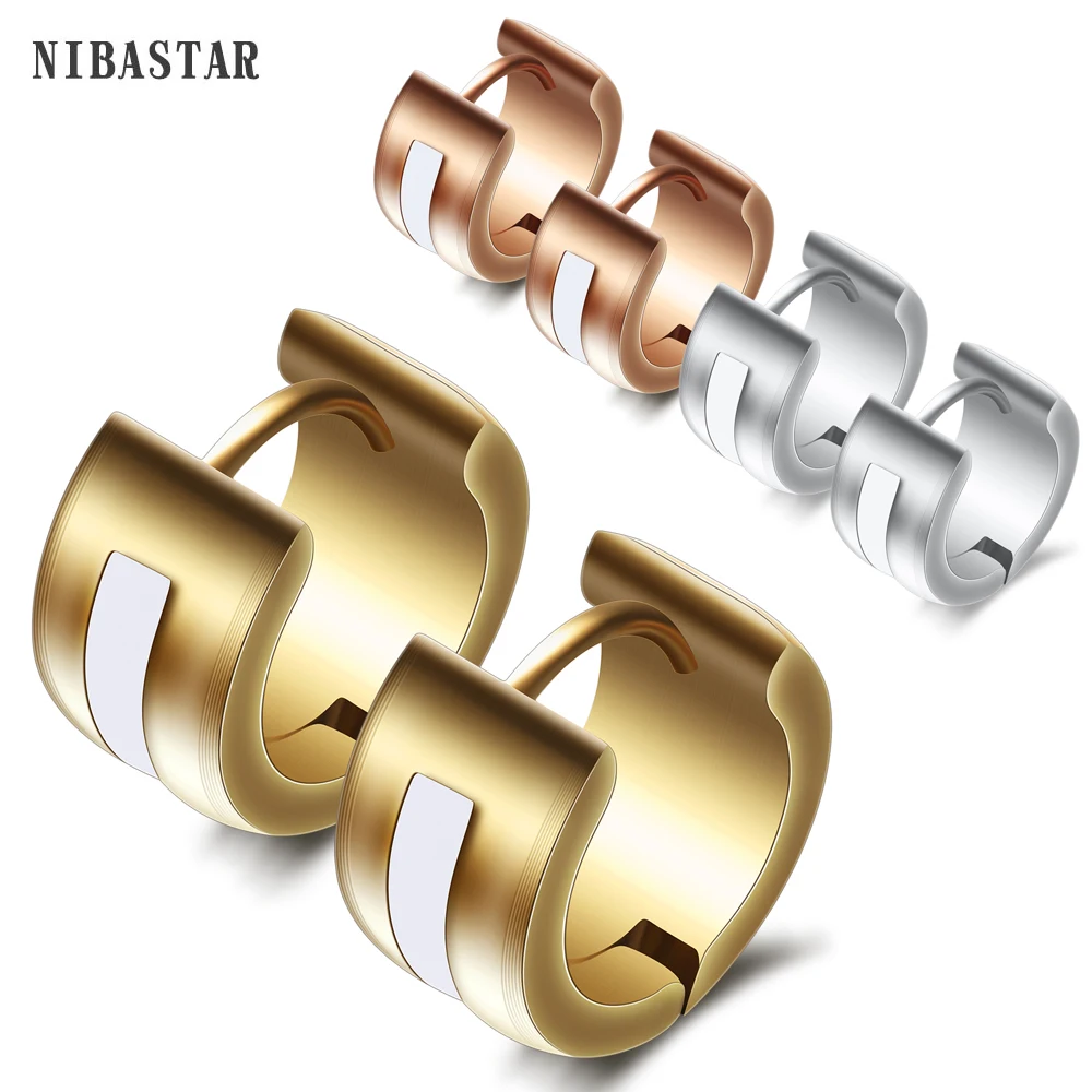 7mm Wide Two Colors 316L Stainless Steel Hoop Earrings for men women wholesale Rock Enamel Jewelry earrings | Украшения и