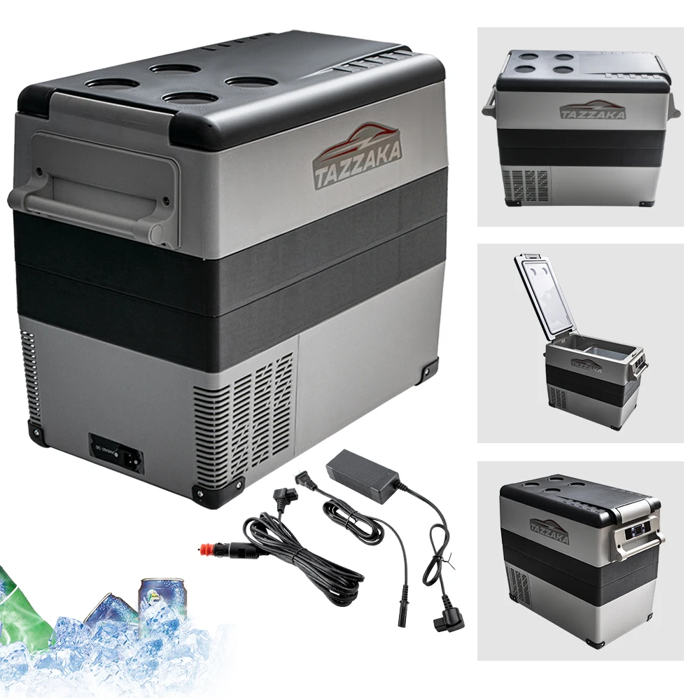 

55L Car Fridge Cooler Electric Fridge Portable Car Mini Refrigerator Small Freezer 12/24V DC&110-240V AC for Home Driving Travel