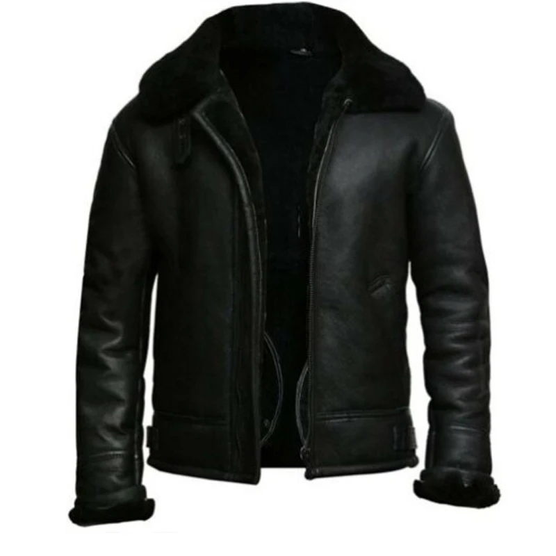 Winter Coats Men Thick Faux Leather Fur Sheepskin Coat Fur Leather Jacket Zipper Fly Belt With Hat Male Plus Size Aviator Jacket