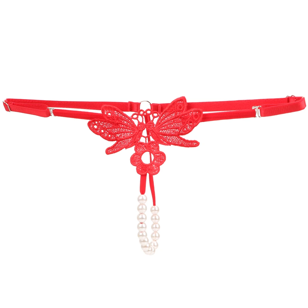 Эротические стринги VATINE с жемчугом трусики открытой промежностью сексуальное