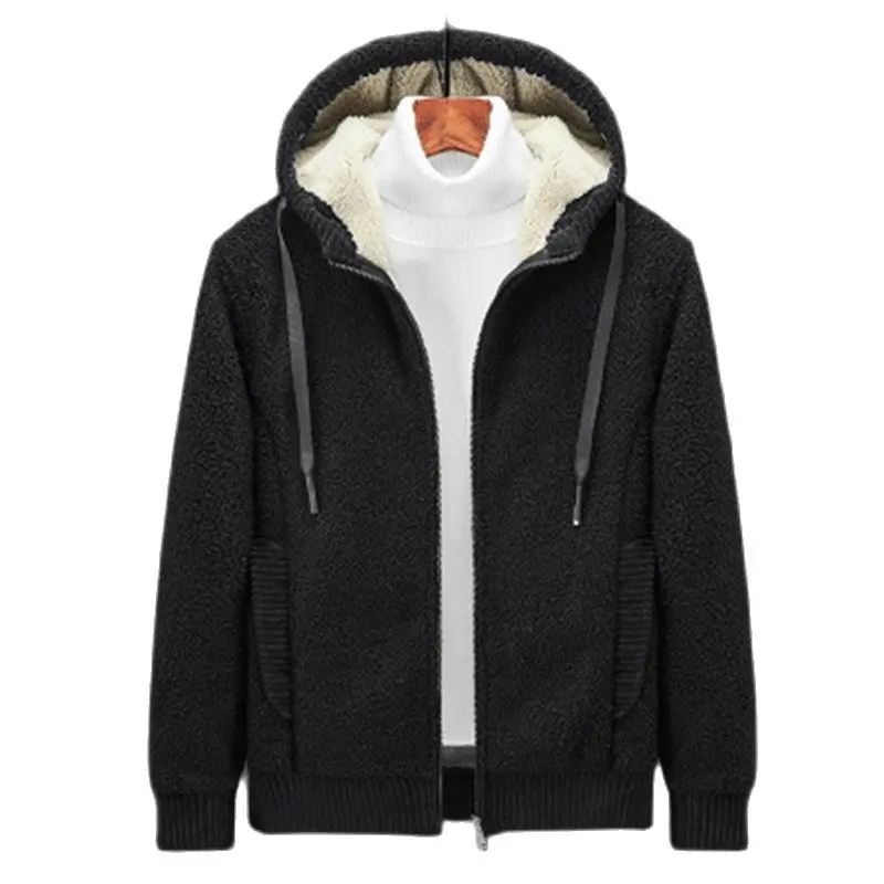 

Winter Fleece Hoodies Men Casual Jacket Thick Fur Lining Solid Warm Coats Sweatshirts Mens Winter Jackets Coat Plus Size