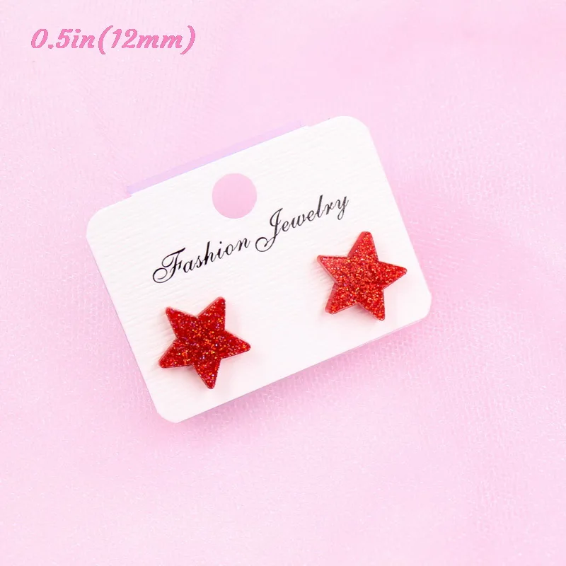 red glitter-12mm 12 мм блестящие акриловые серьги-гвоздики Имбирная звезда олень индейка снежинки Рождественские серьги-гвоздики серьги без аллергии-ST-1 - Окраска металла: red glitter-12mm