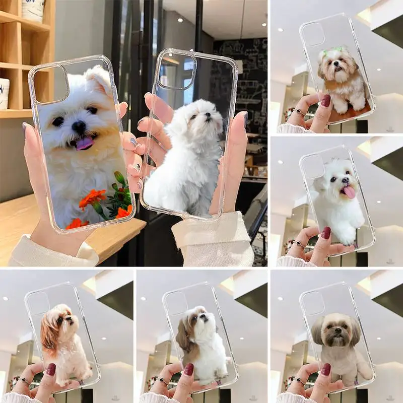 

Shih Tzu Phone Case Transparent for iPhone 7 8 11 12 s mini pro X XS XR MAX Plus cover Clear mobile bag