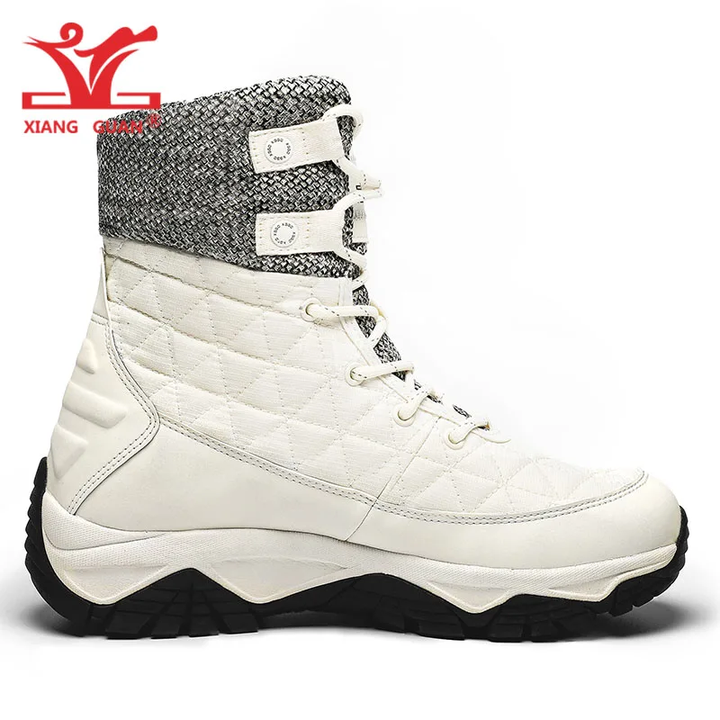 XIANG GUAN Man Hiking Shoes Men Waterproof Plush Warm High Top Climbing Mountain Tactical Boots Outdoor Sports Trekking Sneakers