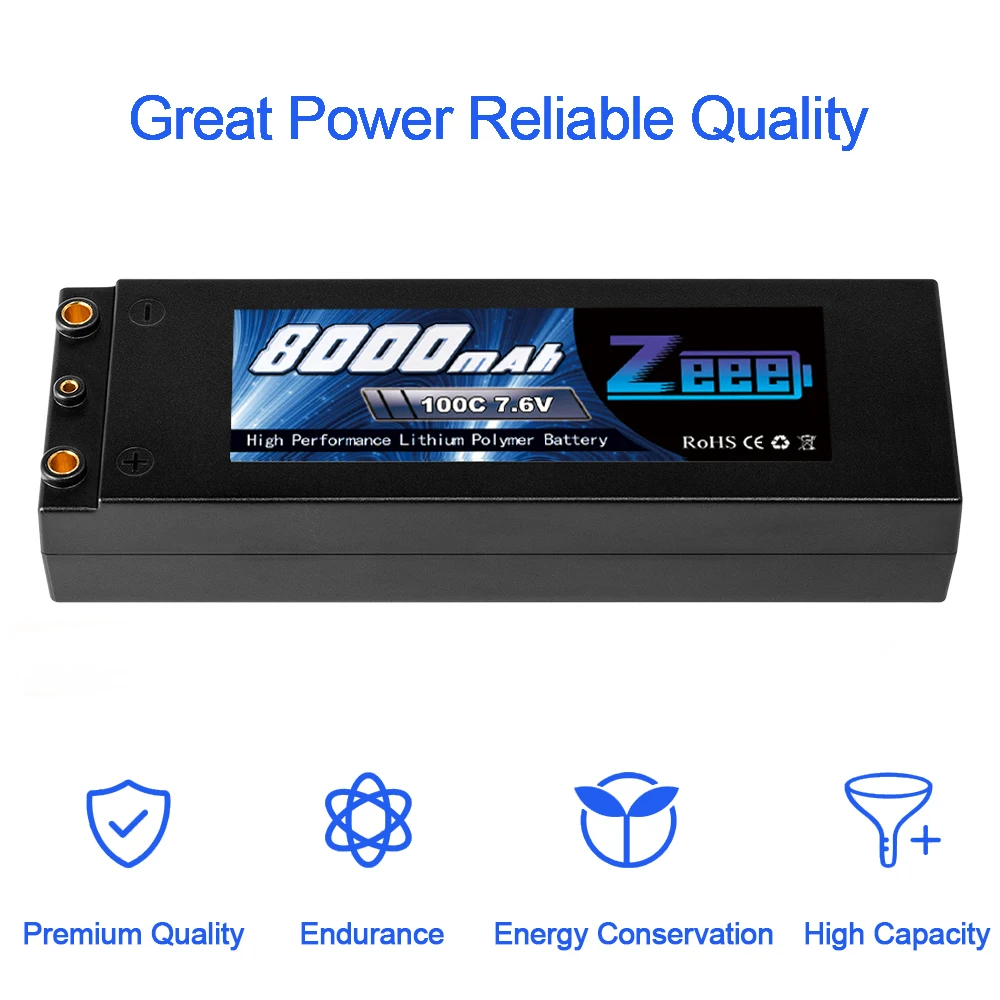 Zeee 7,6 V 8000mAh 100C Lipo аккумулятор жесткий чехол RC автомобильное зарядное устройство с 4 мм штепсельной вилкой RC Lipo батарея для грузовика багги