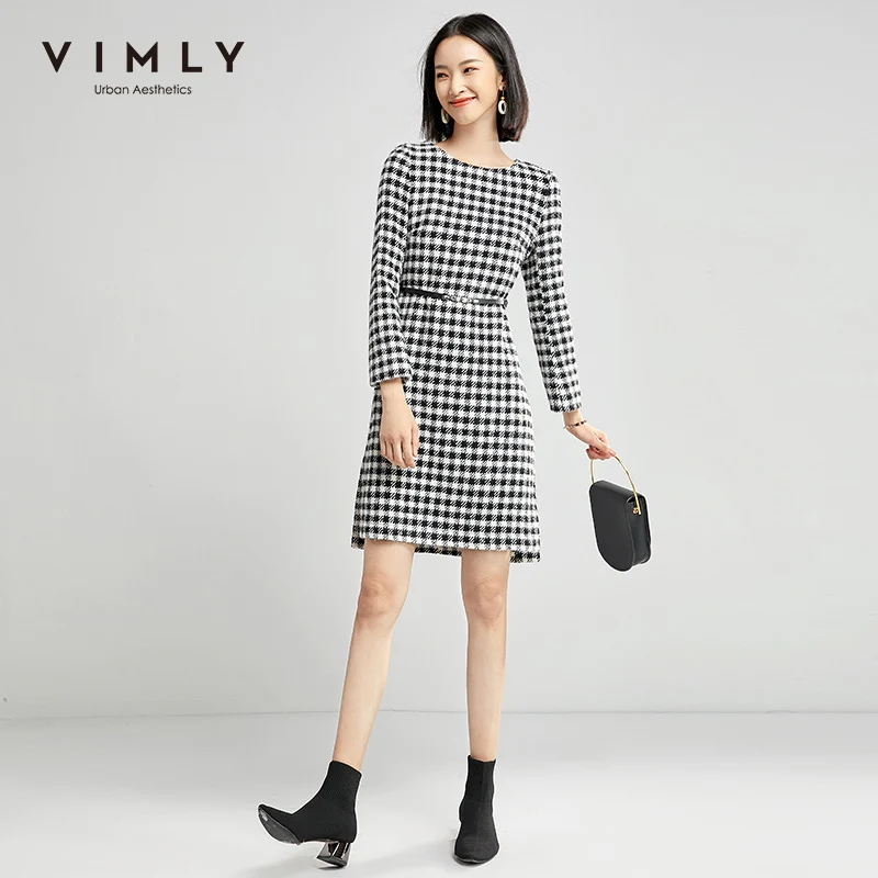 Шерстяное платье Vimly в стиле гусиные лапки женское винтажное осенне зимнее с