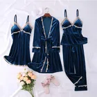 Сексуальный женский халат-кимоно, ночная рубашка, велюровая ночная рубашка и халат, домашняя одежда, осенняя новая бархатная ночная рубашка, Ночная одежда