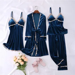 Сексуальный женский халат-кимоно, ночная рубашка, велюровая ночная рубашка и халат, домашняя одежда, осенняя новая бархатная ночная рубашка, Ночная одежда