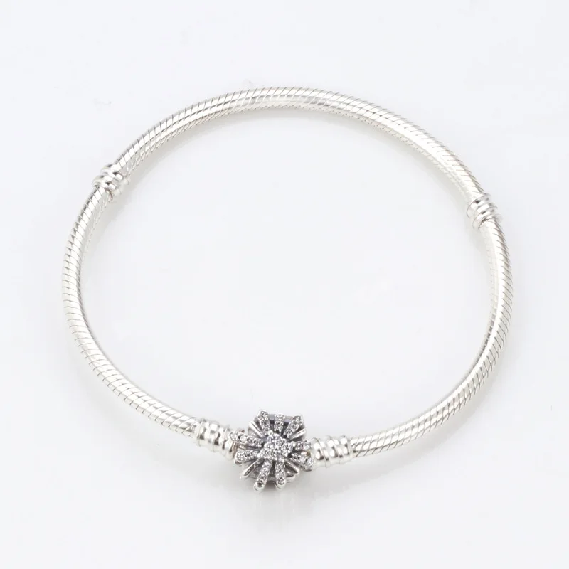 

Amas Valentine's Day Authentic S925 Silver Snake Bone Chain New Dazzling Fireworks Star Wish Basic Chain Christmas Snow Bracelet