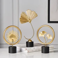 modern home decoration office accessories for living room piecies home decor statues leaves statue miniature metal ornaments