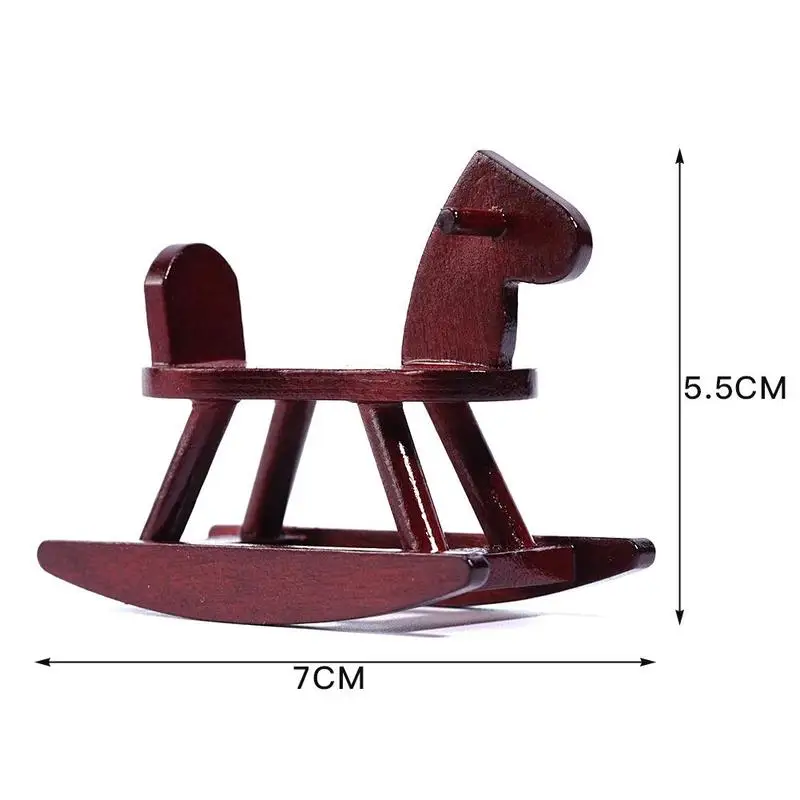 

Mini Wooden Simulation Rocking Horse Model Toy 1:12 DIY Doll House Accessories Home Scene Decoration Trojan Dollhouse Ornament