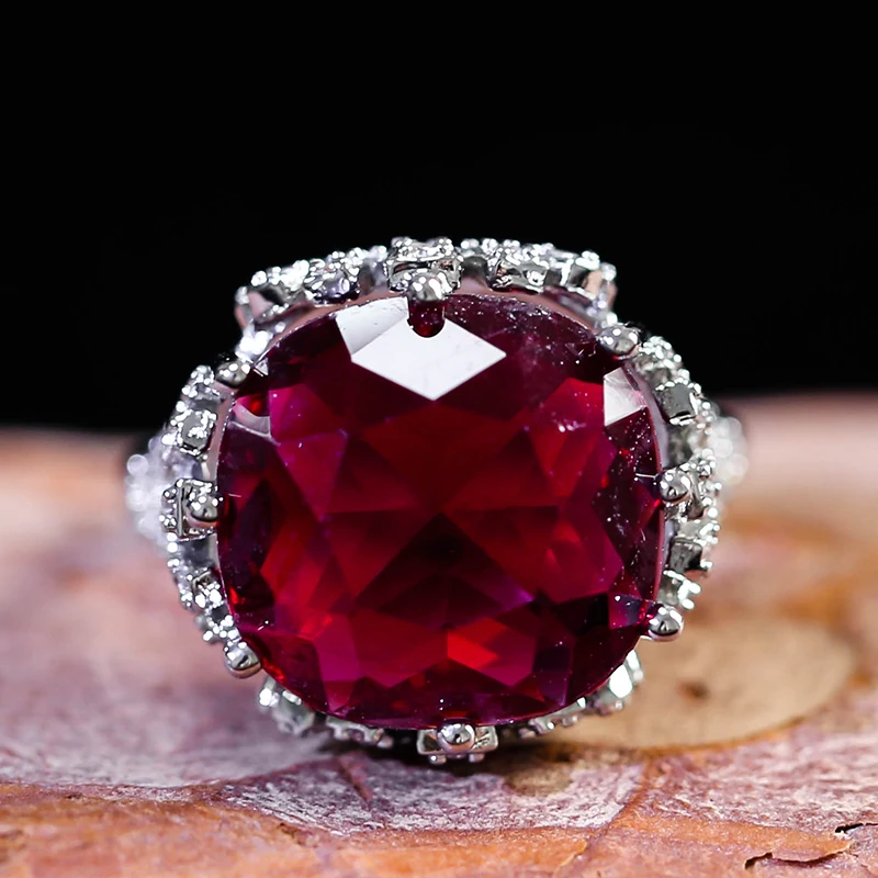 Очаровательные большие коктейльные кольца с красным камнем для женщин свадебный