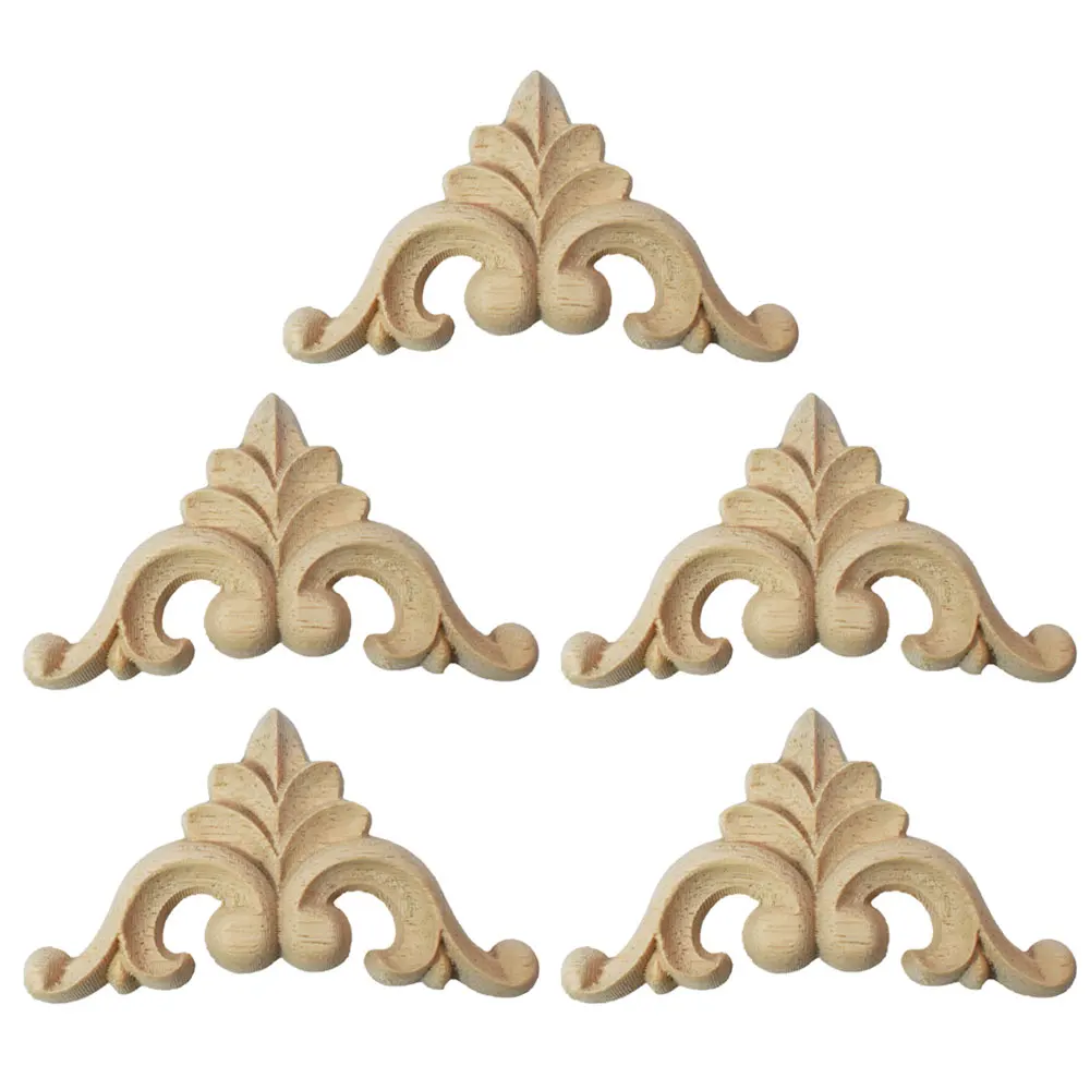

5 шт. резьба по дереву из цельного дерева угловая аппликация Накладка для мебели двери и окна украшения дома Неокрашенная наклейка