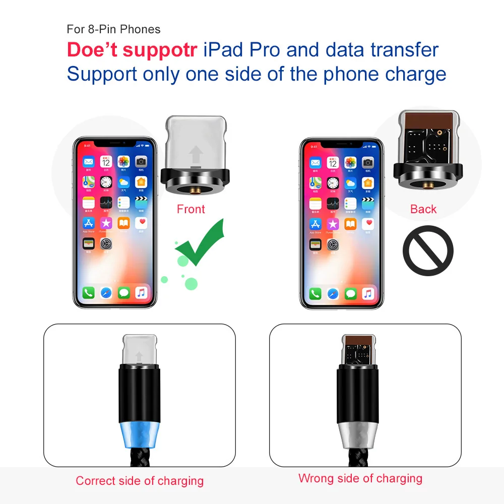 Магнитный кабель с круглой вилкой типа C Micro USB 8 pin IOS штепсельные вилки Быстрая