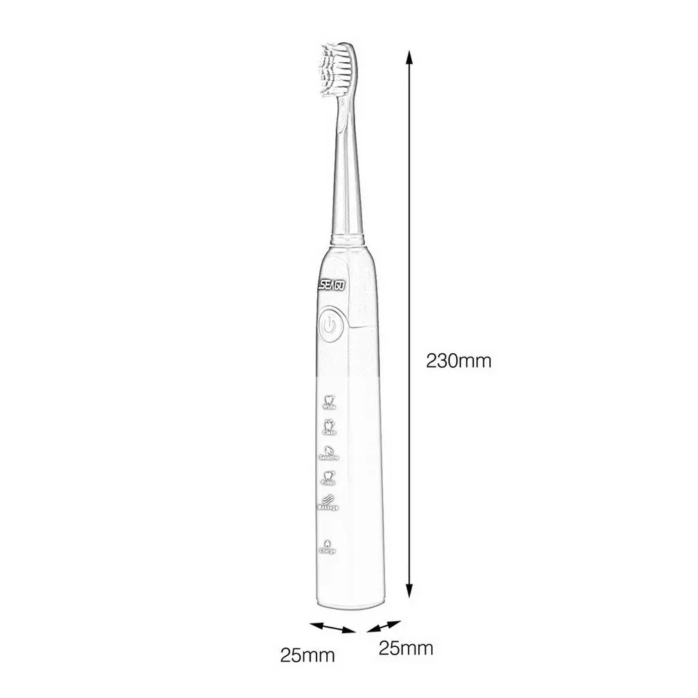 

Seago Sg-949 Electric Toothbrush Usb Rechargeable Smart Timer Sonic Toothbrush With 5 Optional Modes Care Massager