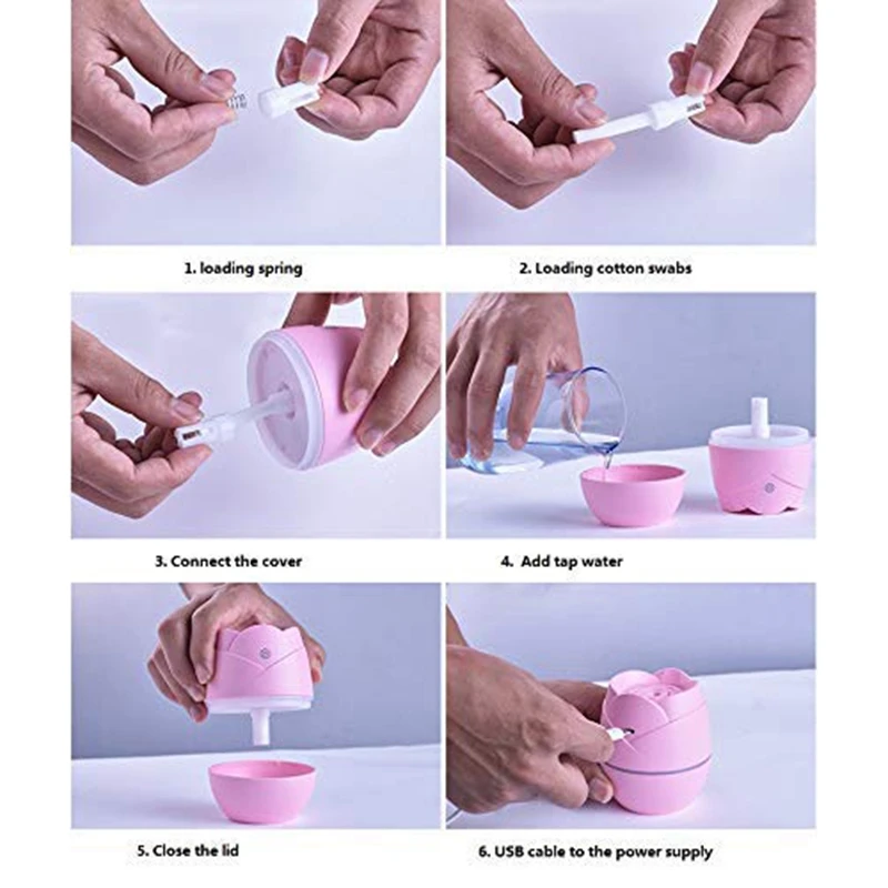 

Garden Humidifier USB Rose Mini Humidifier Air Purifier For Pregnant Women and Infants In Home Woman Baby Quiet Bedroom Water Ea
