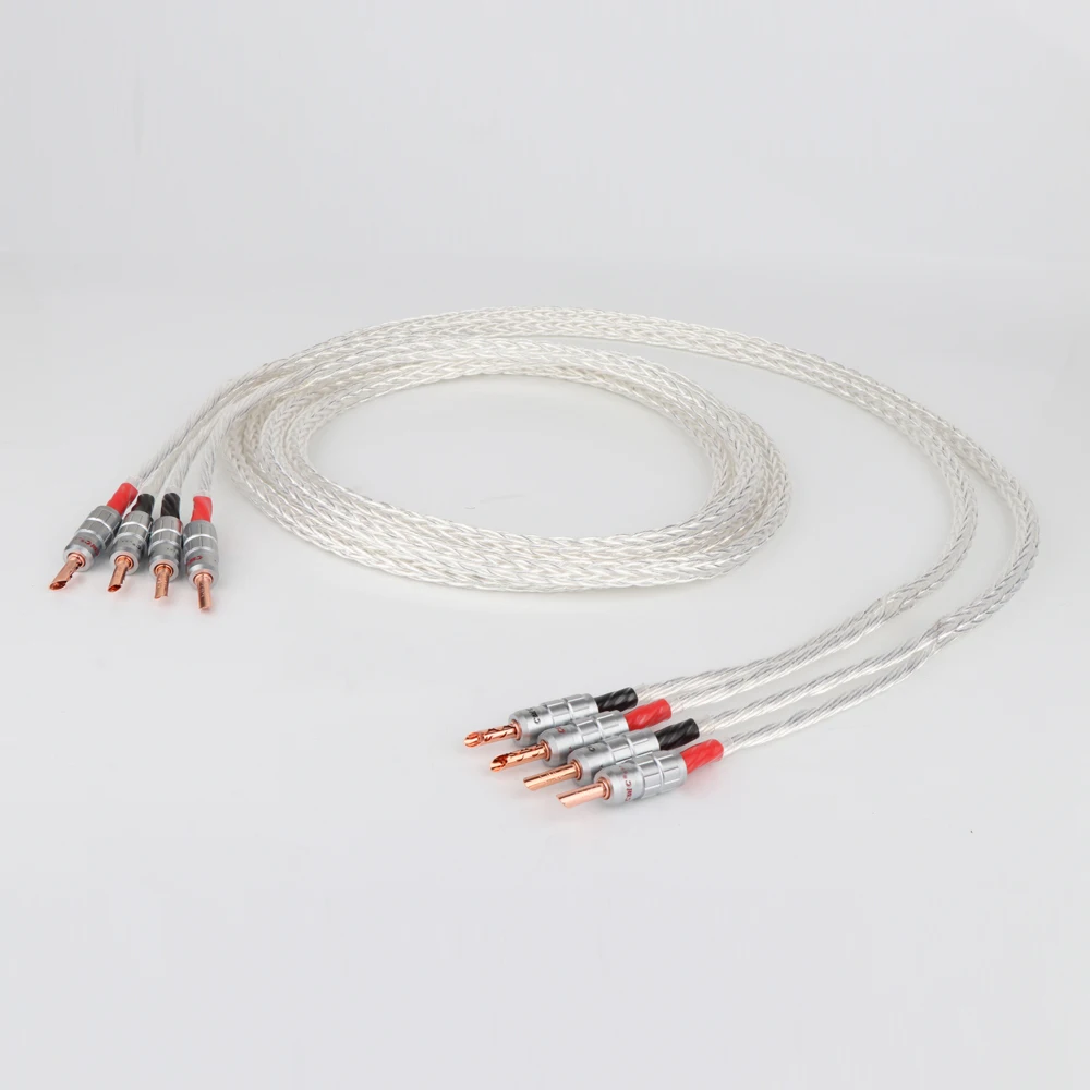 Paar 8AG 8N OCC plattiertes Lautsprecherkabel Bananenstecker Lautsprecherkabel für HiFi-Verstärker – Detail 3