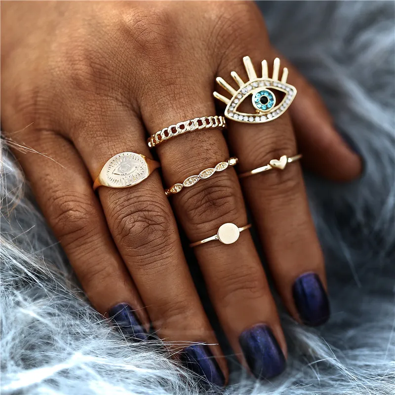 Набор колец в стиле бохо с геометрическим рисунком набор турецком цветком под