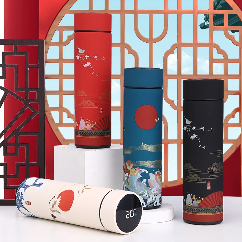 

Creative Chinese Style Country Tide Stainless Steel Insulation Water Bottle Intelligent Temperature Display Vacuum Cup Thermal