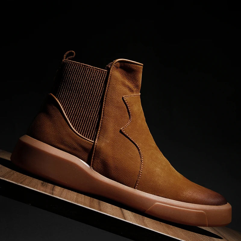ZFTL/Новые мужские ботильоны из натуральной кожи ботинки челси коричневые
