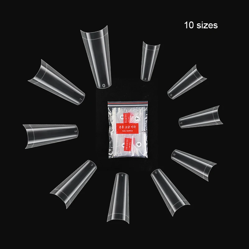 500 шт./пакет 10 размеров акриловые гроб накладные ногти французского маникюра и