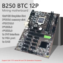 B250 Mining Motherboard 12 GPU Bitcoin Crypto Etherum Mining JW B250P B250-BTC PRO DDR4 LGA 1151 Motherboard SATA3.0 Support VGA